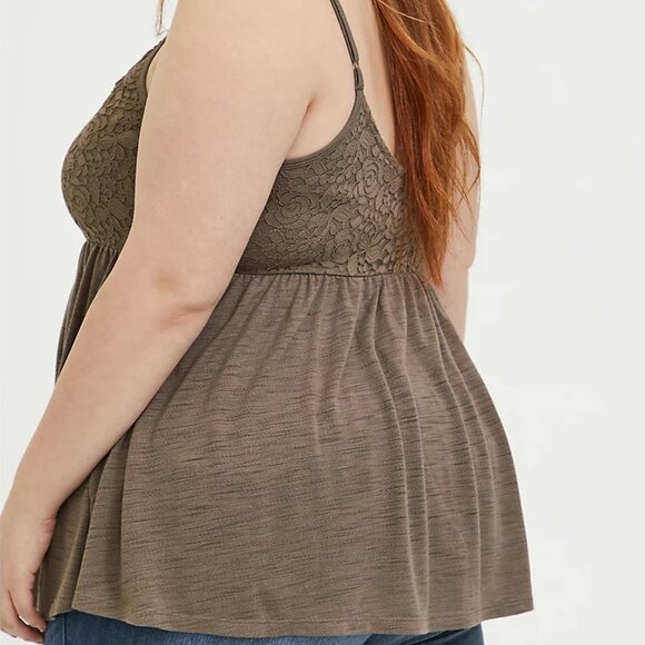🆕DARK TAUPE SLUB JERSEY & LACE BABYDOLL CAMI - Picture 4 of 6